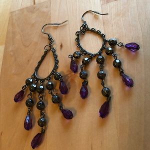 Beautiful purple and metal earrings